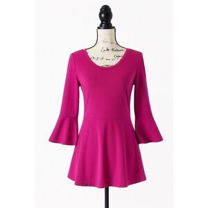 Isaac Mizrahi Live XS Pink Long Sleeve Shirt Bell Sleeves Flare Hem